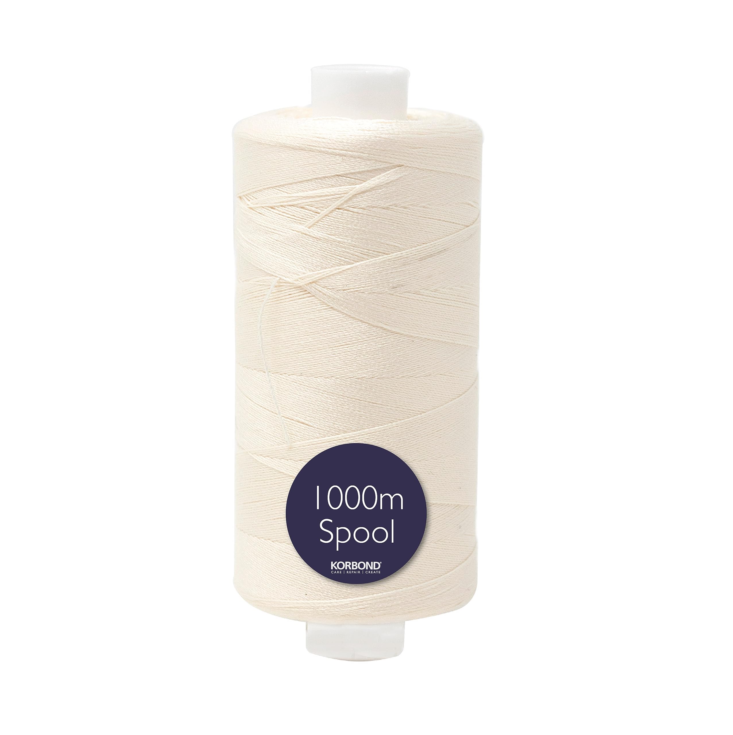Korbond 1000m Polyester Sewing Thread - Hand and Machine Sewing Thread (Cream) — image 1