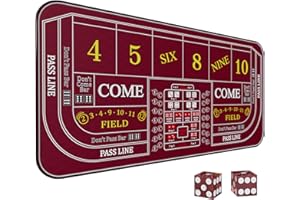 iEsstros Craps Mat 35" x 16" Craps Table Top Set Mini Craps Table Mat Craps Table Top Mat with 2 Casino Dice Craps Game Layout Casino Games for Adults
