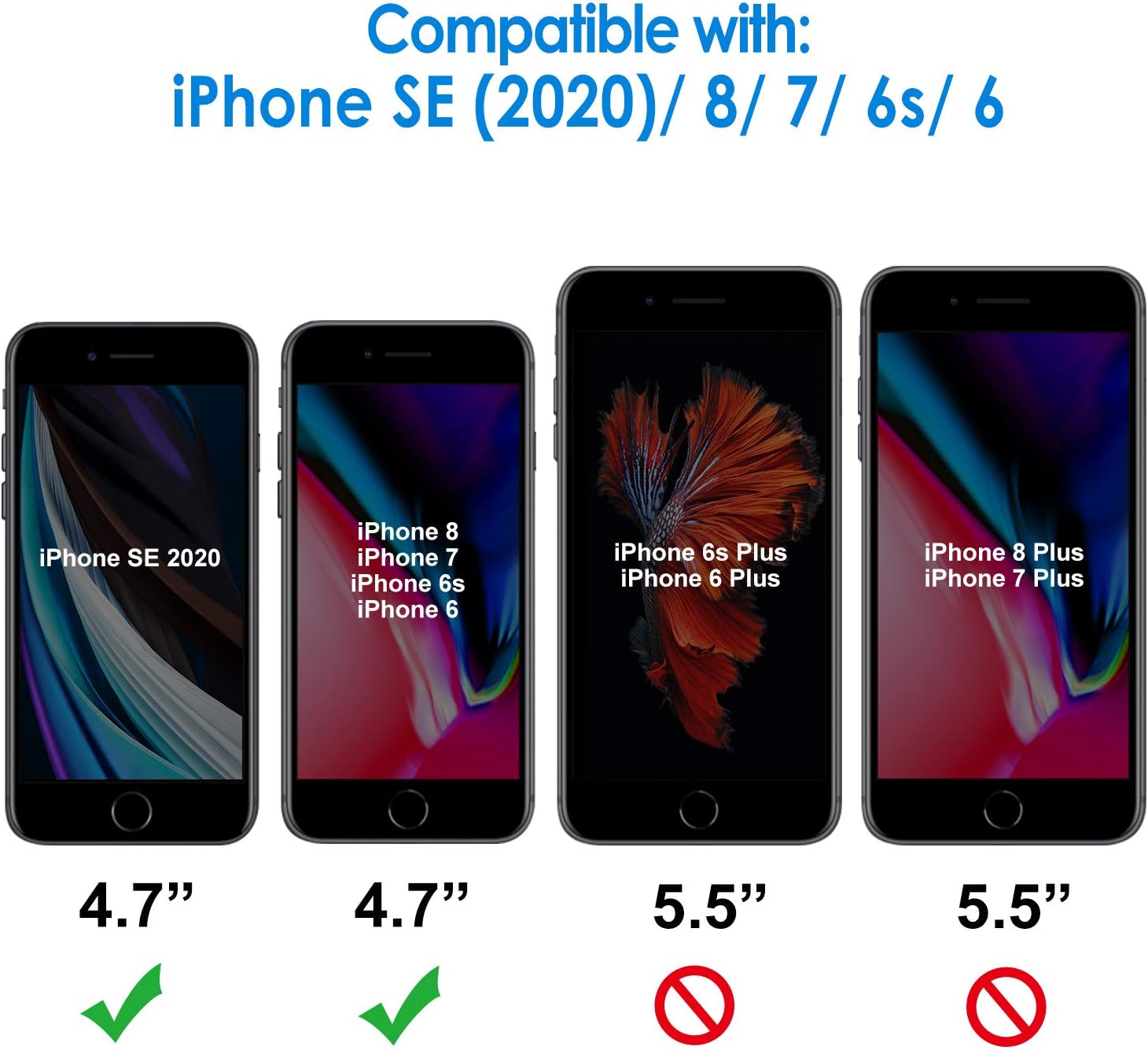 JETech 3-Pack Screen Protector for iPhone SE 2020, iPhone 8, iPhone 7, iPhone 6s, and iPhone 6, Tempered Glass Film, 4.7-Inch