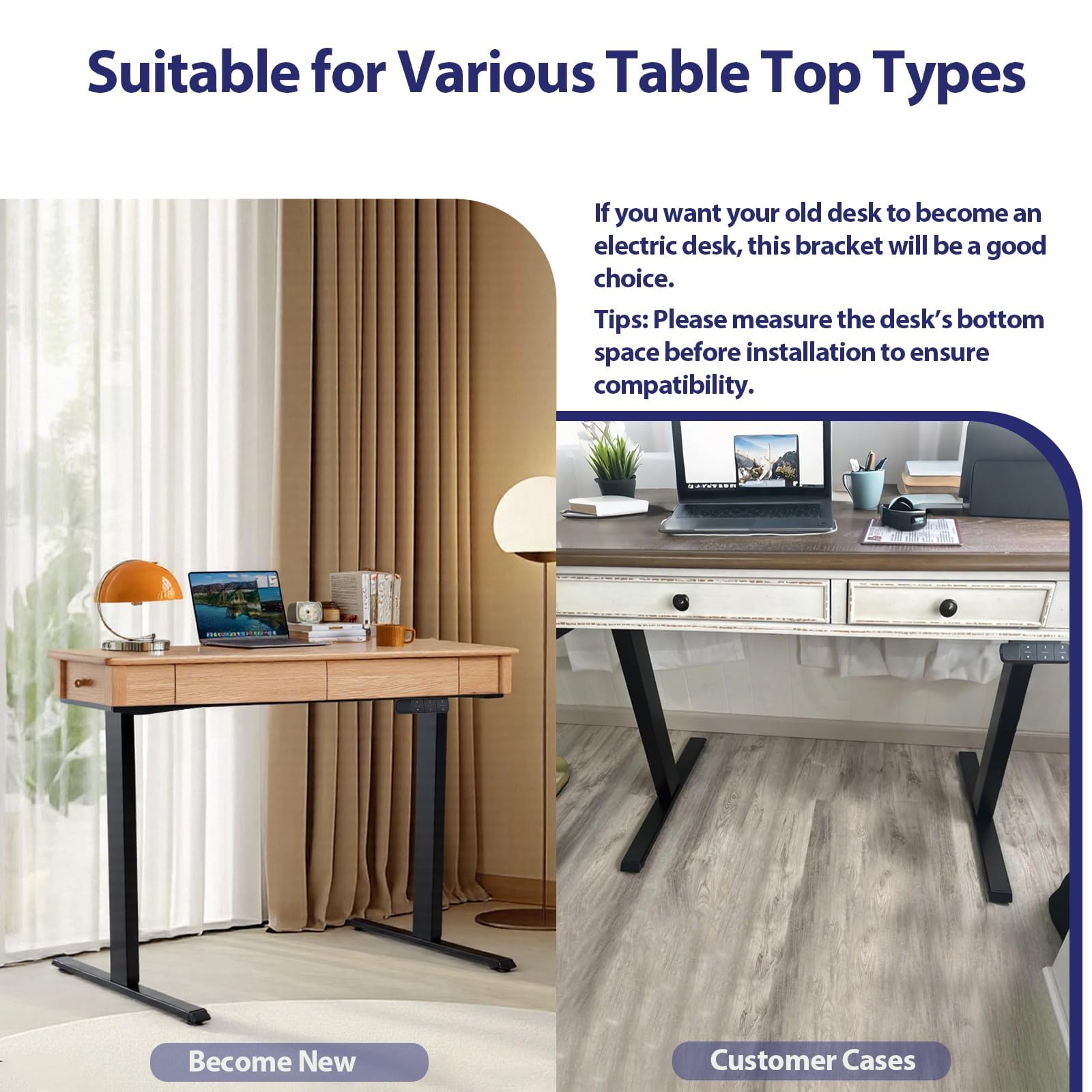 TOPSKY Dual Motor Electric Adjustable Standing for up to 70.8”x31.5” Table Tops, 225 lbs Weight Capacity, Computer Desk for Home and Office (Black Frame only)