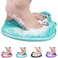 AXLOFO® Shower Foot Scrubber Mat, XL Larger Size Foot Massager Mat with Non-Slip Suction Cups - Cleans, Exfoliationl, Massages Your Feet Without Bending, Foot Circulation & Relieve Tired Feet (Green)