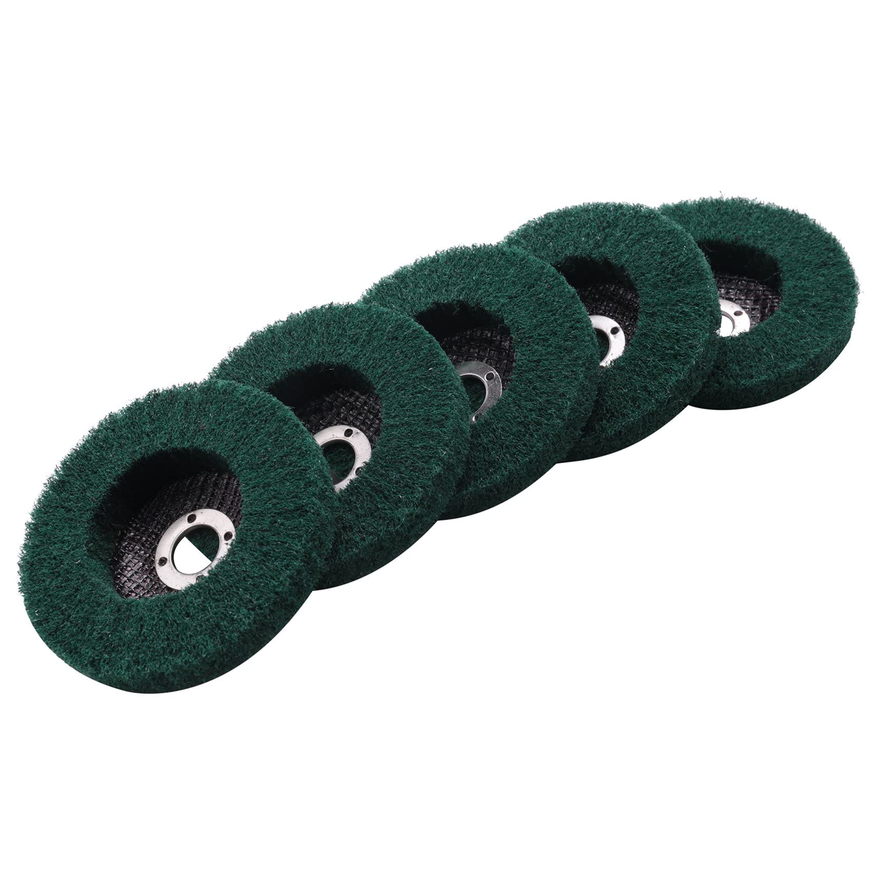 Tiamu 5Pcs Nylon Fiber Flap Wheels Polishing Buffing Wheel Scouring Pad Grinding Disc for Angle Grinder for Metal Polisher