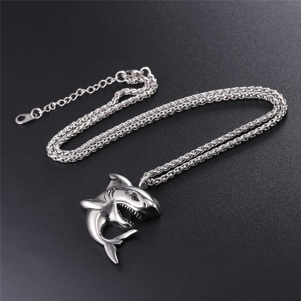 U7 Punk Shark Pendant Animal Jewelry with Stainless Steel Chain 22 Inch: Jewelry