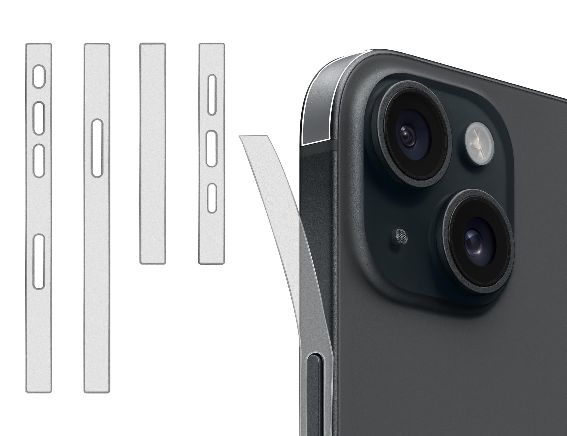 GIOPUEY [4 Pack Side Frame Protector Compatible with iPhone 15 Plus, Matte texture Flexible TPU, Case Friendly, Side Protector Case Friendly film - Translucent