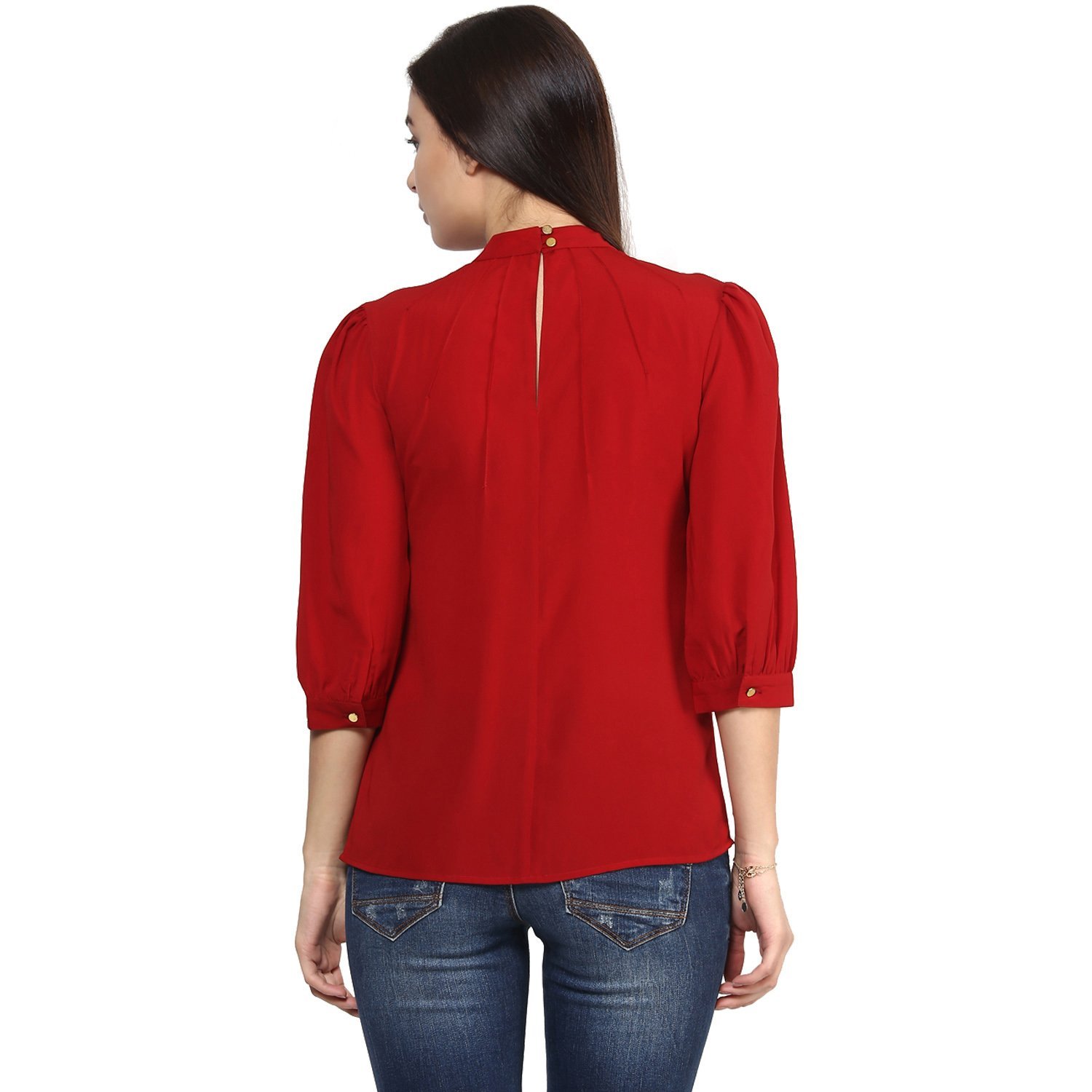 rare women red georgette top (ep1072a)