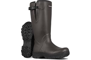 TerraTrax Men's Waterproof Insulated Rubber Hunting Boots – 6mm Neoprene Rain Boots for Outdoor Work, Fishing, Farming & Gardening