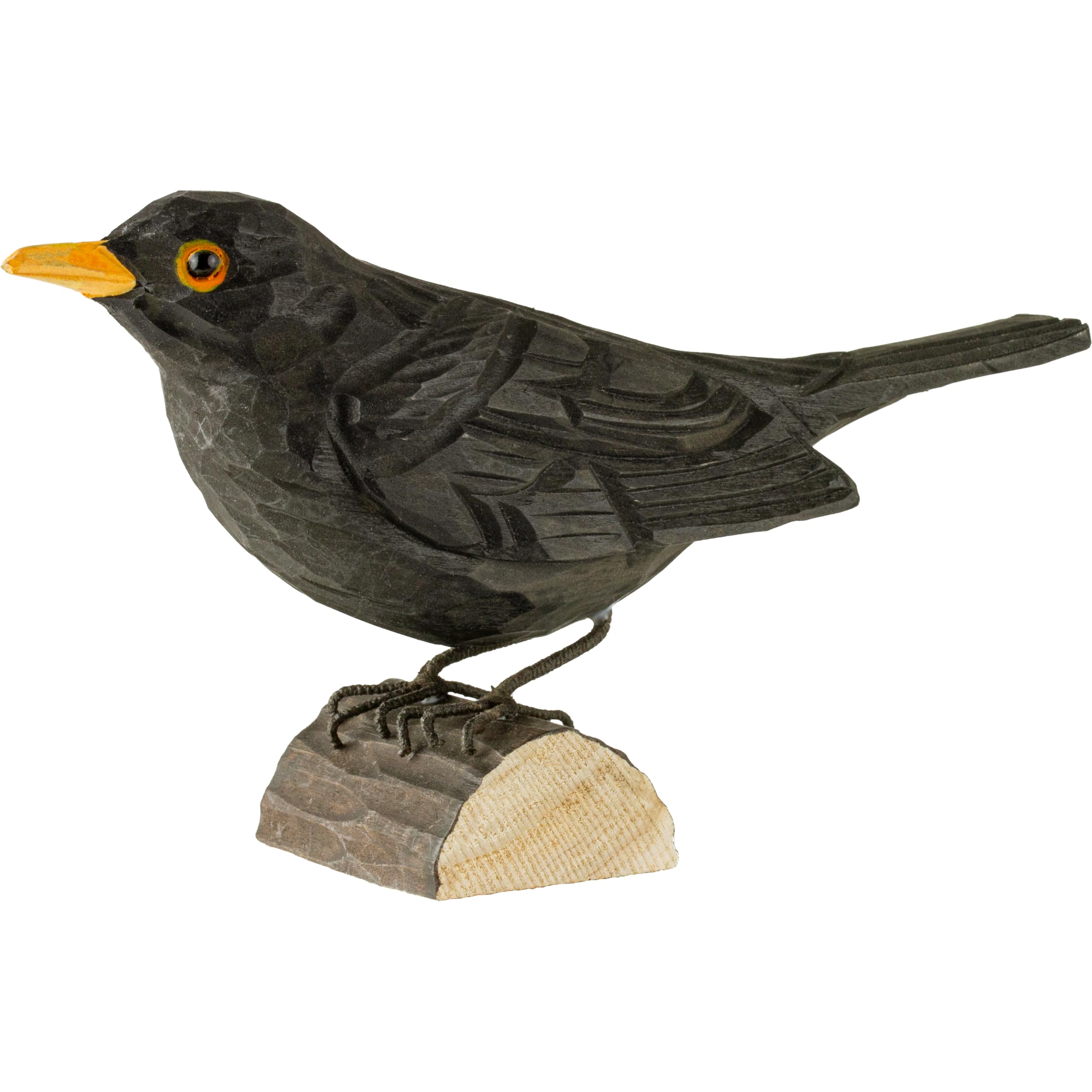 Wooden Blackbird Ornament Hand Carved Realistic Bird Figurine Swedish DecoBird Blackbird Gifts for Nature Lovers and Bird Enthusiasts - Wildlife Garden
