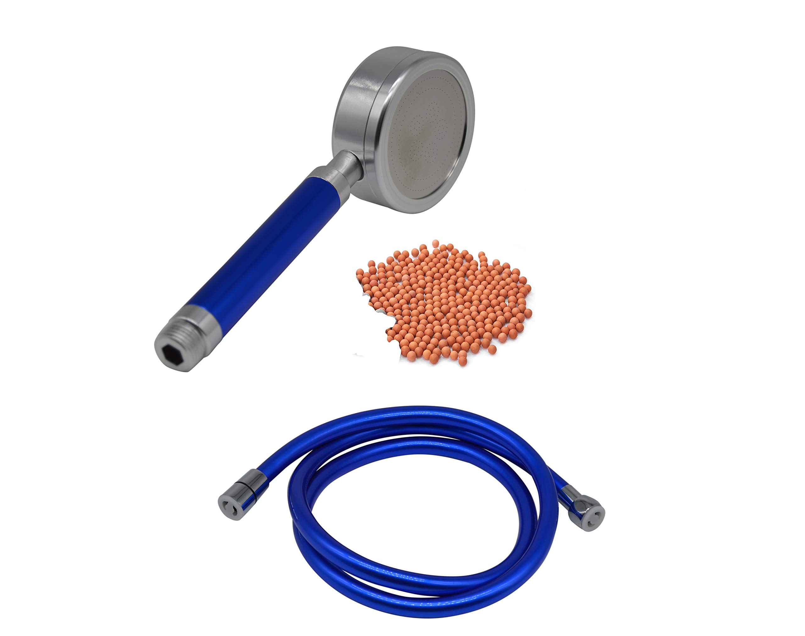 High Pressure Handheld Shower Head with Powerful Spray Pressure Water Supply Pipeline, High Pressure Water Saving with Filter Ionic Stones Chrome Finished 304 Stainless Steel Anti-Clogging