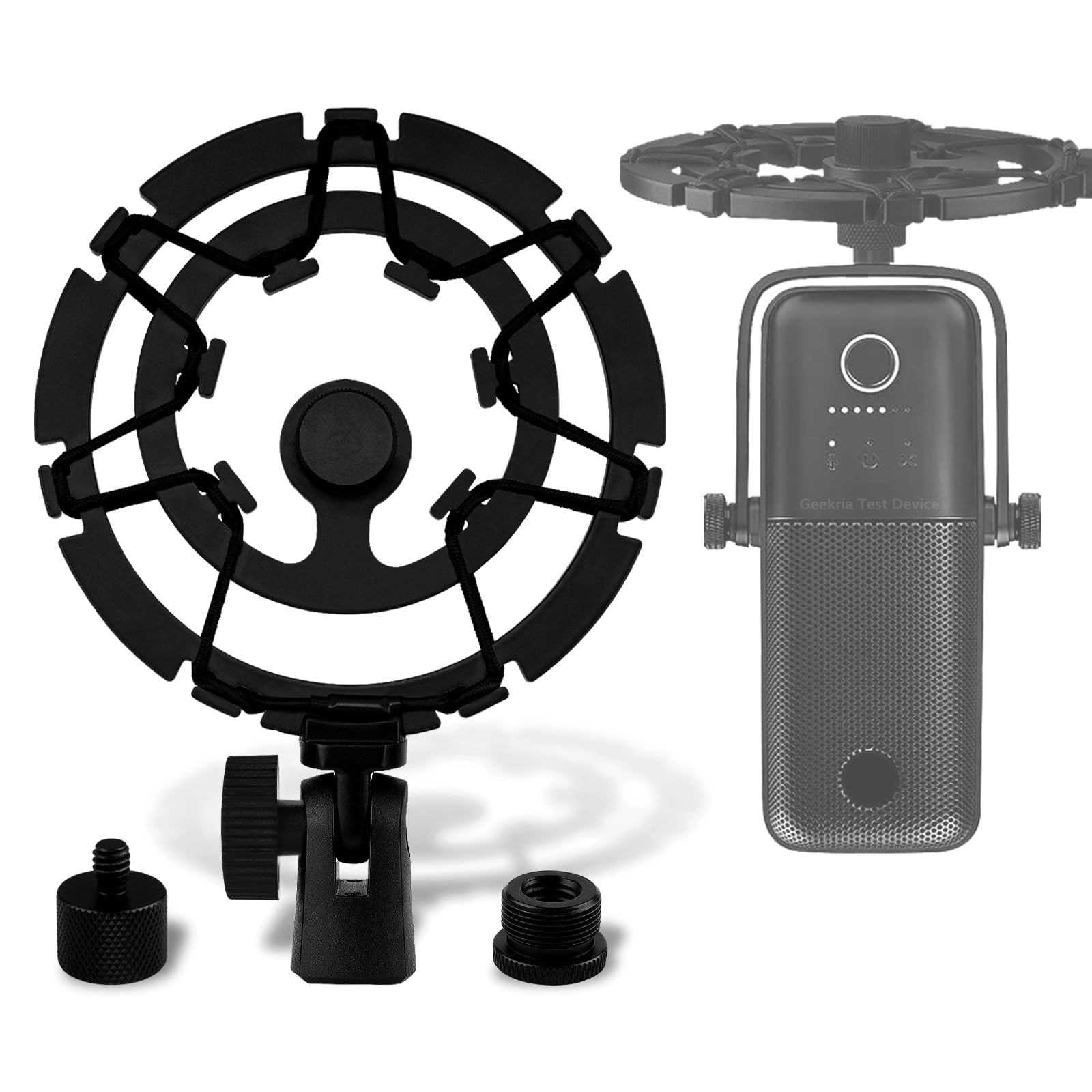 Geekria for Creators Microphone Shock Mount Compatible with Elgato Wave Neo, Wave DX, Wave: 1, Wave: 3, Mic Anti-Vibration Suspension Adapter Clamp Mic Holder Clip (Metal/Black)