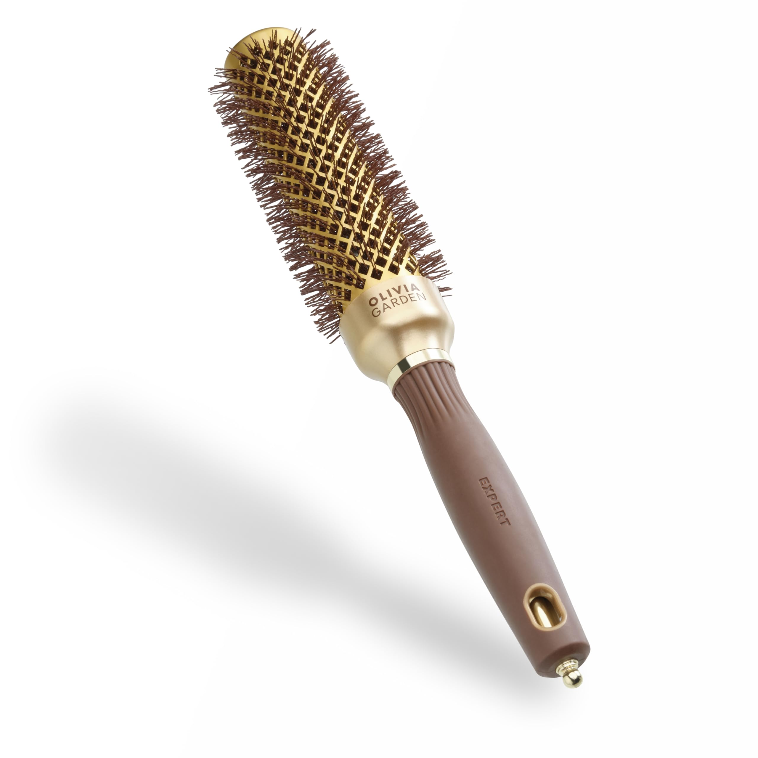 Olivia Garden Expert Blowout Speed – Gold & Brown - 35 - Ceramic Coated Round Brush with Extra Long Barrel for 25% Faster Blowouts — image 1