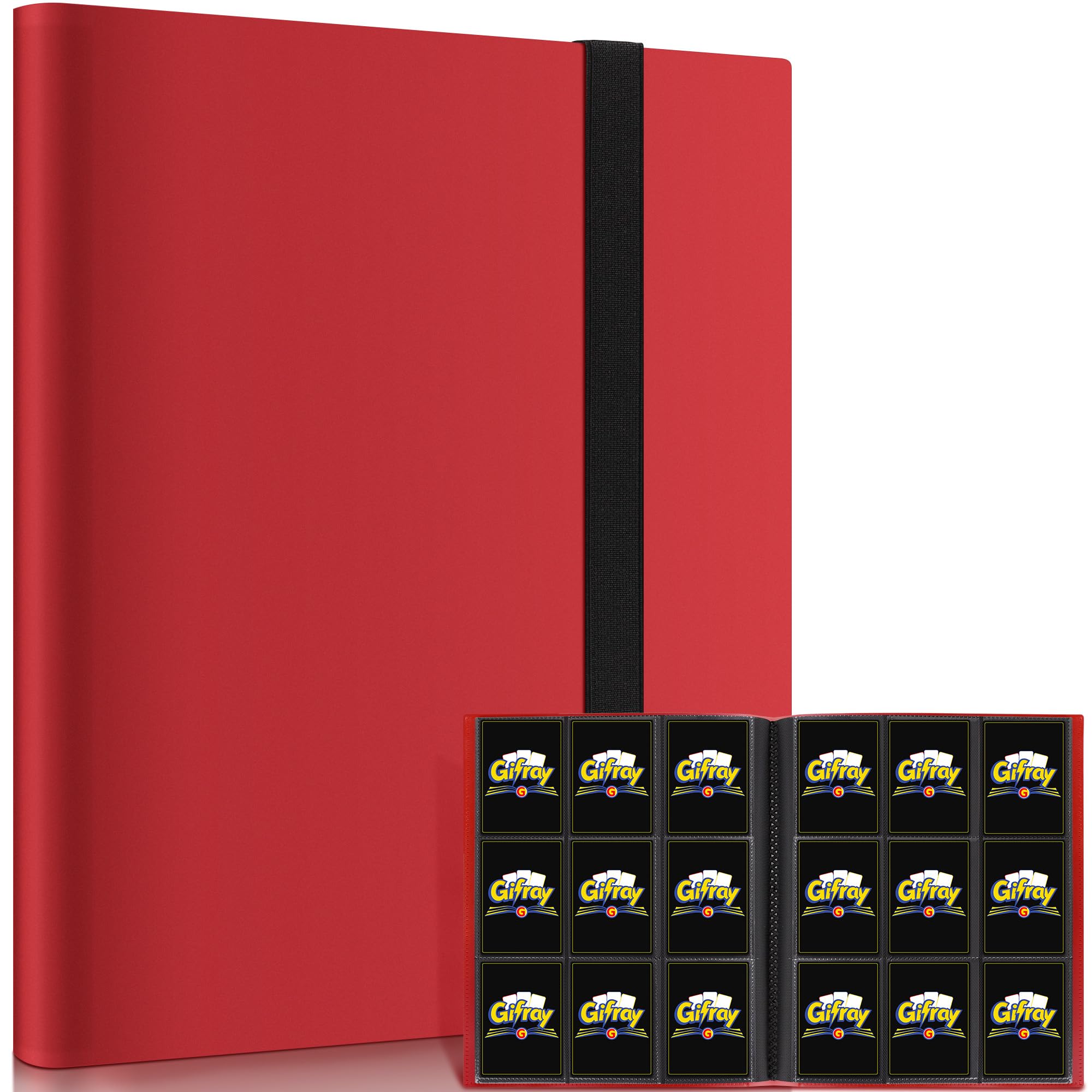 Gifray 9-Pocket Side-Loading Trading Card Binder – Red – Holds 360 Cards, Album for Trading Card Games, Sports & Gaming, Birthday Gift
