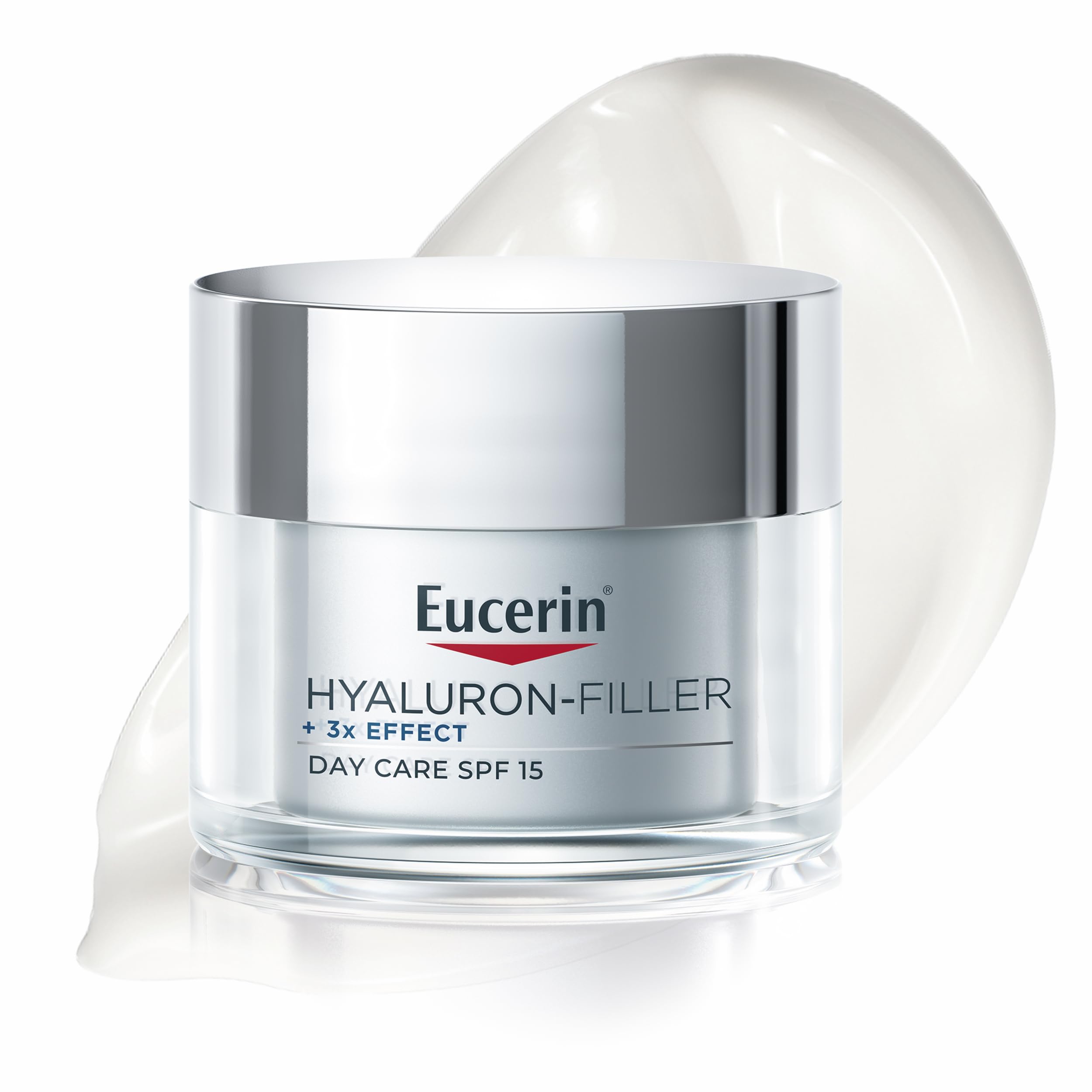 Eucerin Hyaluron-Filler Day Cream SPF 15 50ml, Anti-Ageing Facial Moisturiser with 3x Effect Formula for Visible Wrinkle Reduction, Firming Cream for Mature Skin, With Hyaluronic Acid