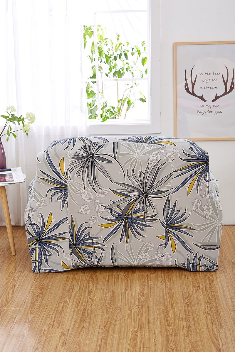 Elvoes Floral Printed Sofa Cover Anti-Slip Elastic Slipcover Stretch Polyester Fabric Soft Furniture Protector Couch Cover (One seater(35\'\'-55\'\'), Memory Forest)