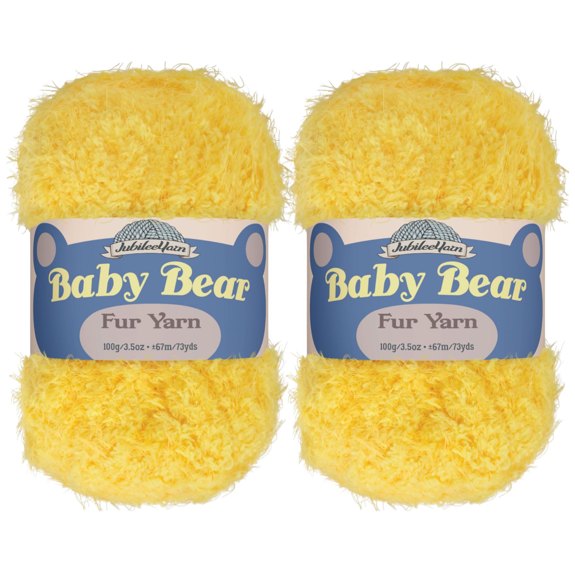 JubileeYarn Baby Bear Yarn - Chunky Weight Polyester Fur - 100g/Skein - Yellow - 2 Skeins