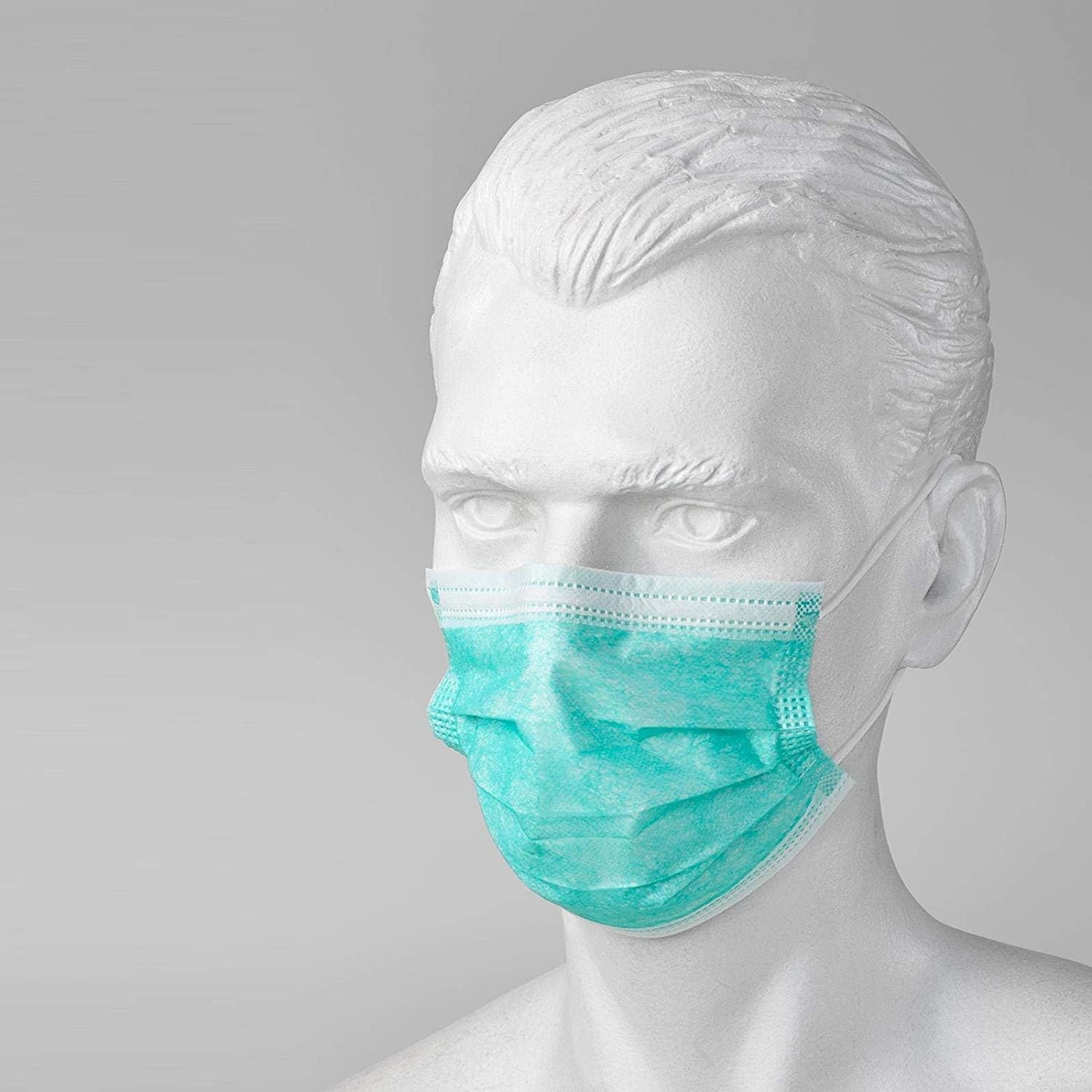 Green Disposable 10PC Anti-Virus Mask Set - 3-PLY Anti-Virus Flu Hygiene Medical Ear Loop Face Masks - One Size - 10 Masks Grip Seal Bagged (UK Stock)