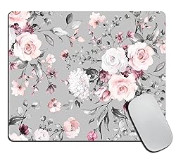 Rectangle Mouse Pad Floral, Gray and Pink Flowers