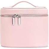 idoltimes Cosmetic Case, Leather Makeup Bag, Portable Handheld Makeup Case, Detachable Compartments