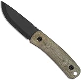 Knafs Lulu Fixed Blade Knife For Camping And Hunting With Sheath - Green Micarta And Red G10 Handle - Black PVD Coated MagnaCut Blade