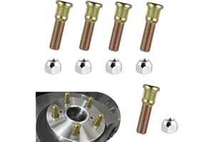 Ypoyney 10 PCS 1/2" 20 Wheel Studs and Lug Nuts Kit, High-Strength Trailer Wheel Tire Studs & Lug Nuts, Wheel Stud Bolt Kit R