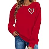 FCGHSII Valentines Sweatshirts for Women: Cute Valentine's Heart Love Tees Love Pullover Long Sleeve Tops