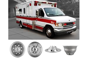 Kucaruce 4pcs 16" Polished Stainless Steel Dually Wheel Simulator,8 Lug Hubcaps 8 Hand Hole Bolt On Wheel Cover fit for 1974-1998 Ford F350;1992-2021 E350/E450;1974-1999 Dodge Ram 3500