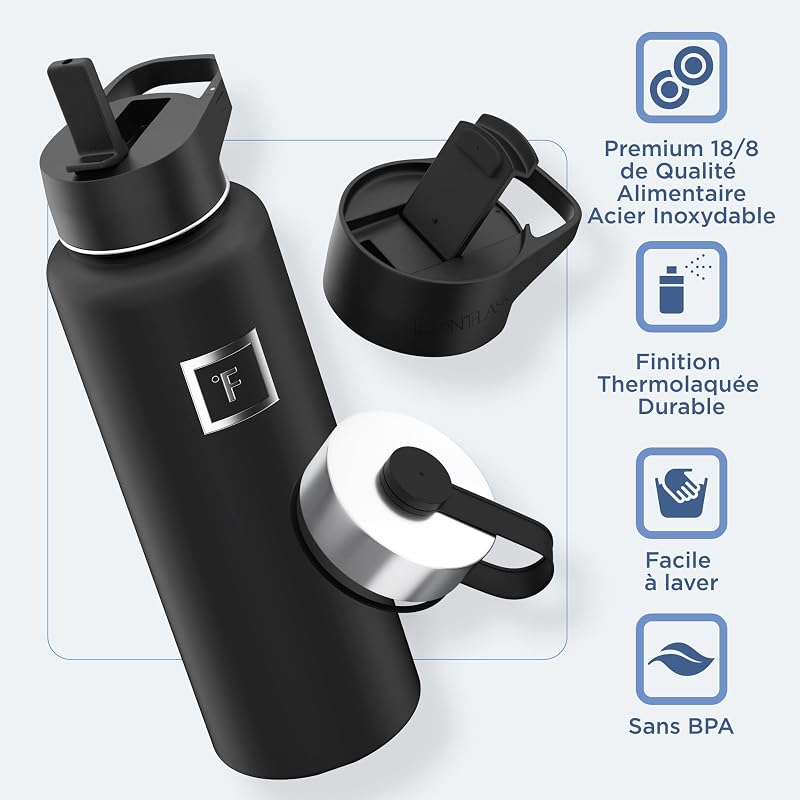 Gourde Isotherme avec Paille - 650/950/1200/1800 ml - Inox Étanche Bouteille d'eau Isotherme à Double Paroi Sans BPA - Sport Gym Voyage Enfant — photo 5 sur 6