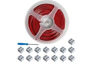 cezelux 15Pack erless LED Strip Connector 2pin 8mm with 32.8ft Wire, Tighten Screw Terminal Blocks 2 Pin 8mm Connectors with Screwdriver for 5-24v LED Tape Light Decorative (2P-8MM)