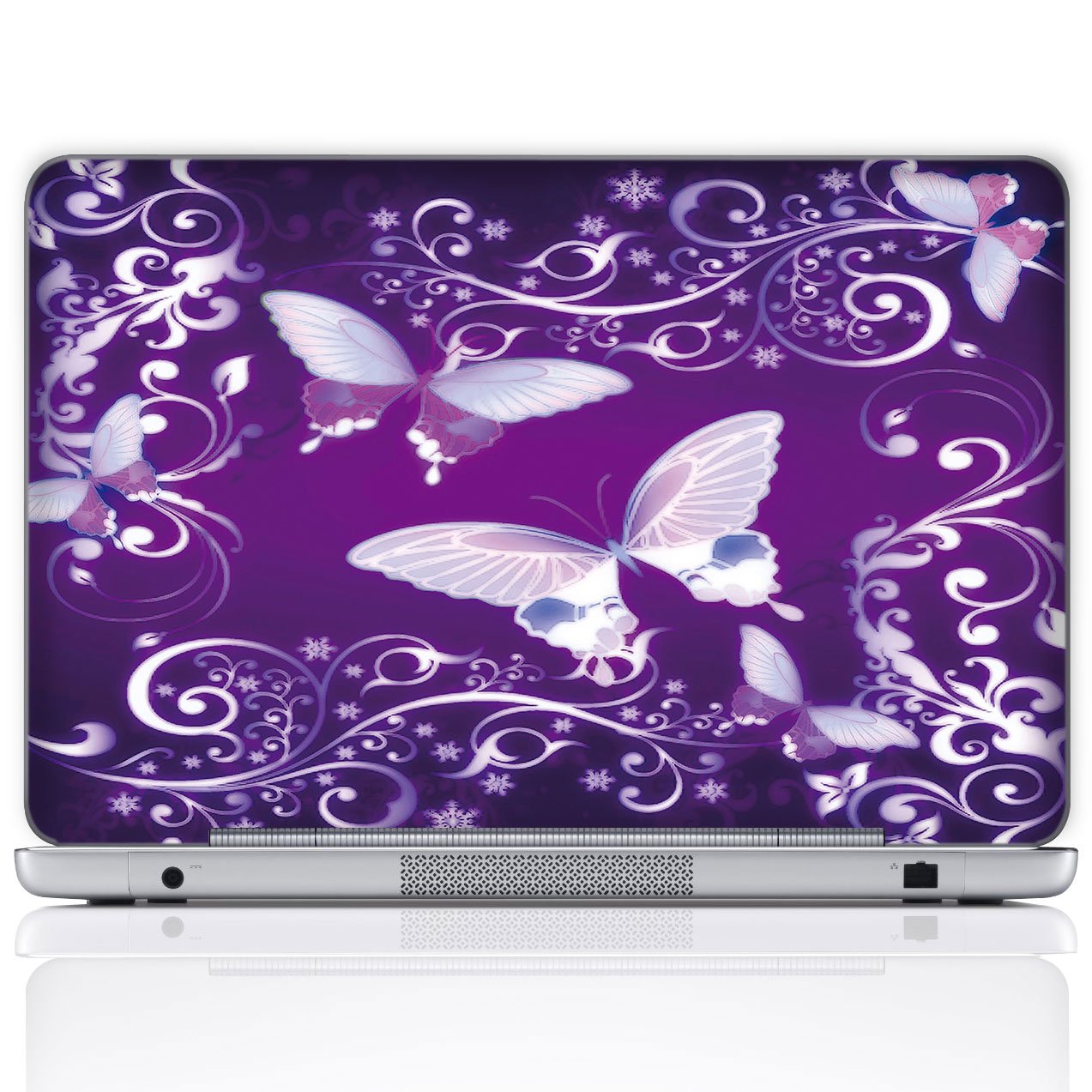 Meffort Inc 17 17.3 Inch Laptop  Skin Sticker Cover Art Decal (Free Wrist pad) - Purple Butterflies