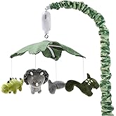 The Peanutshell Crib Mobile for Boys or Girls - Grey and Green Camo Musical Baby Crib Mobile with 12 Lullabies, Dino Baby Dinosaur Nursery Decor