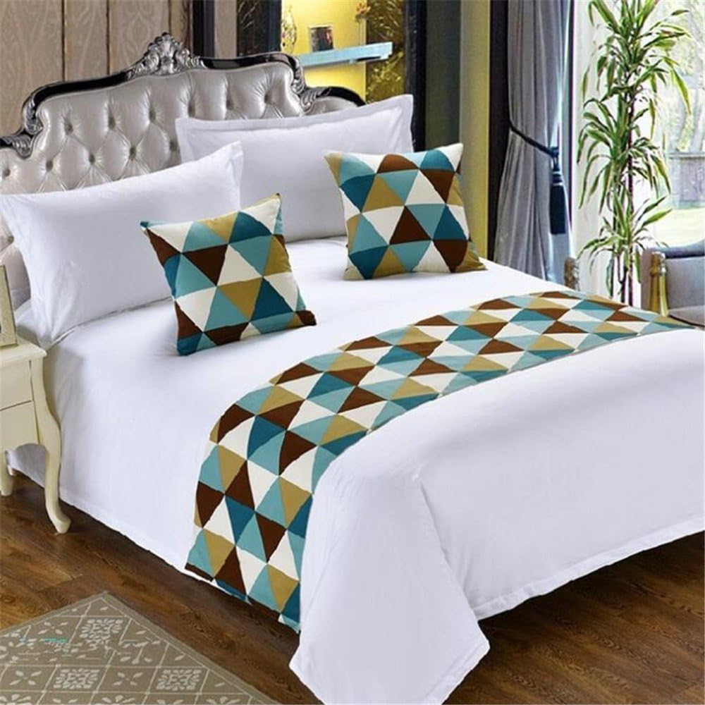 YIH Bed Runners & Scarves 3 Piece Set Teal Triangle, Home