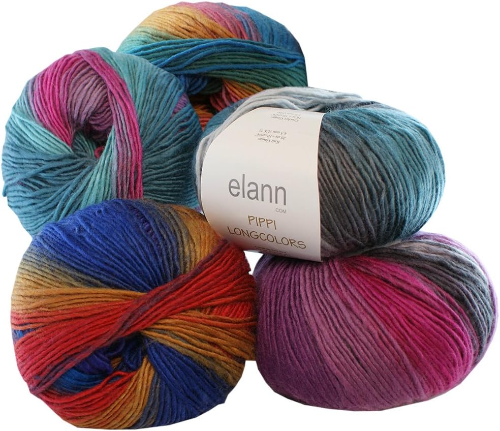 elann Pippi Longcolors Yarn 5 Ball Bag 613 Color Pack 3 Amazon.co
