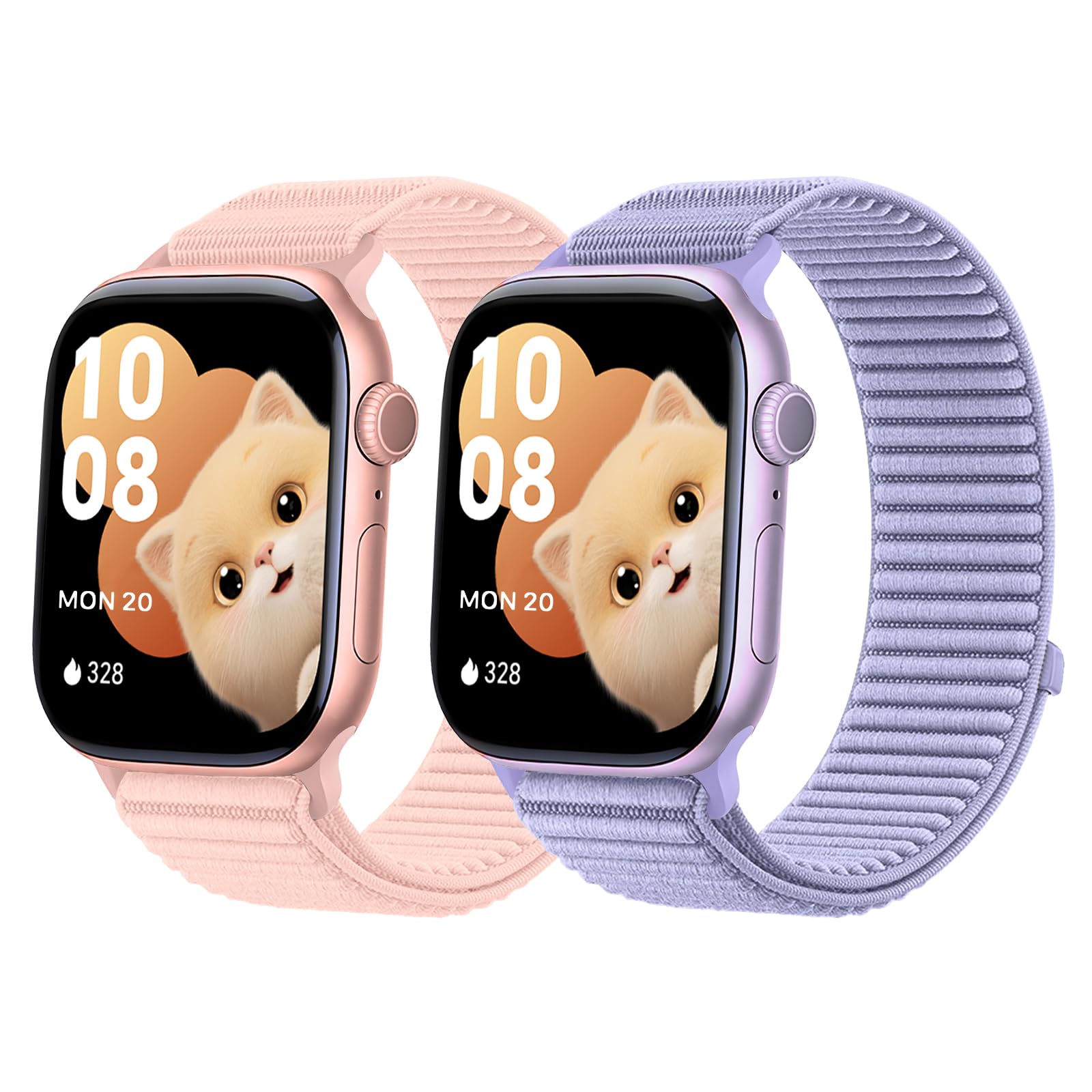 Photo 1 of sylacor Sport Loop Bands Compatible with Kids Apple Watch Band, Soft Breathable Nylon Strap for Girls Boys Small Wrists for iWatch Series 10 9 8 7 6 5 4 3 SE SE2 (Purple+Pink, 44/45/46/49/42mm(Series 3 2 1))