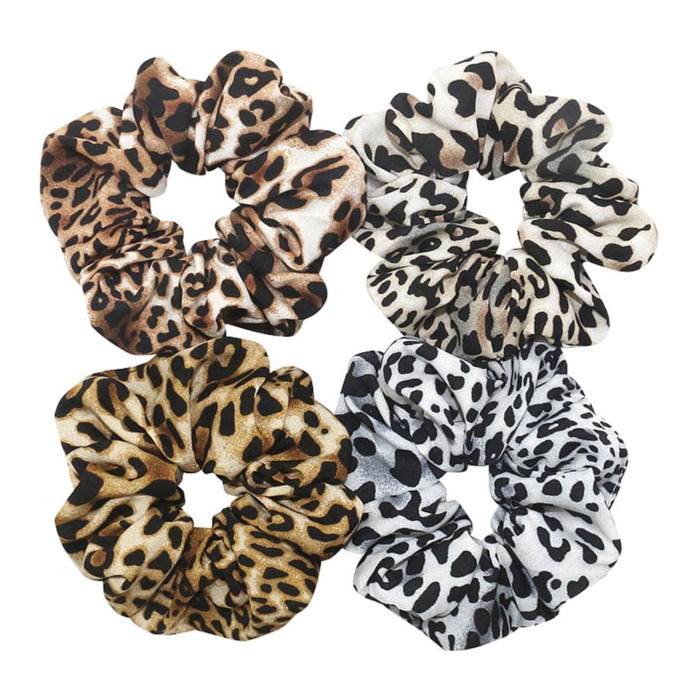 AMOR SPES 4PCS Leopard Print Hair Rope Hair Band Hair Tie for Women Girls Headband Hair Scrunchies Set Hair Accessories (D) — image 1