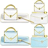 Zubebe 2 Sets Coffee Mug Elegant Handbag Shaped Cup Mother's Day Modern Ceramic Purse Mug with Spoon and Saucer, 10oz Cute Cr