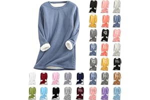 YRAETENM Fleece Sweatshirts for Women Warm Sherpa Lined Crewneck Pullover Soft Casual Loungewear Winter Thermal Tunic Tops