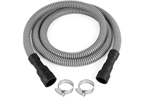 JUWO 6 FT Dishwasher Drain Hose, Corrugated and Flexible Dishwasher Hose Drain Replacement with Clamps, Discharge Hose Fits 11/16", 1", 1-1/8" Dishwasher End