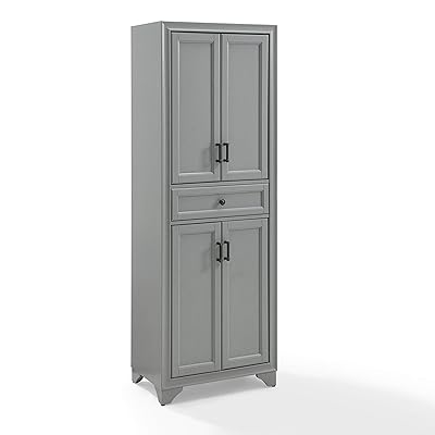 Crosley Tara Pantry in Distressed Gray for Kitchen Storage