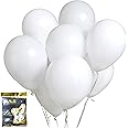 100 pcs 12 Inch White Balloons Helium Shiny Thicken Matte White Latex Balloons Party Decoration (White)