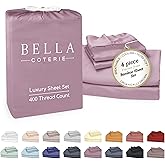 Bella Coterie Luxury Bamboo Viscose King Size Sheet Set | 100% Organically Grown | Ultra Soft | Cooling for Hot Sleepers | 18" Deep Pocket [Lilac]