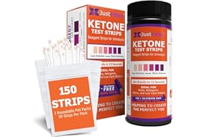 Just Fitter Ketone Test Strips - Accurate 150 Keto Test Strips for Ketosis Testing - Instant 15 Second Results for Ketogenic Diet