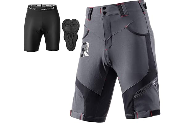 ROCKBROS Men's Mountain Bike Shorts Padded Baggy MTB Cycling Shorts Loose Fit