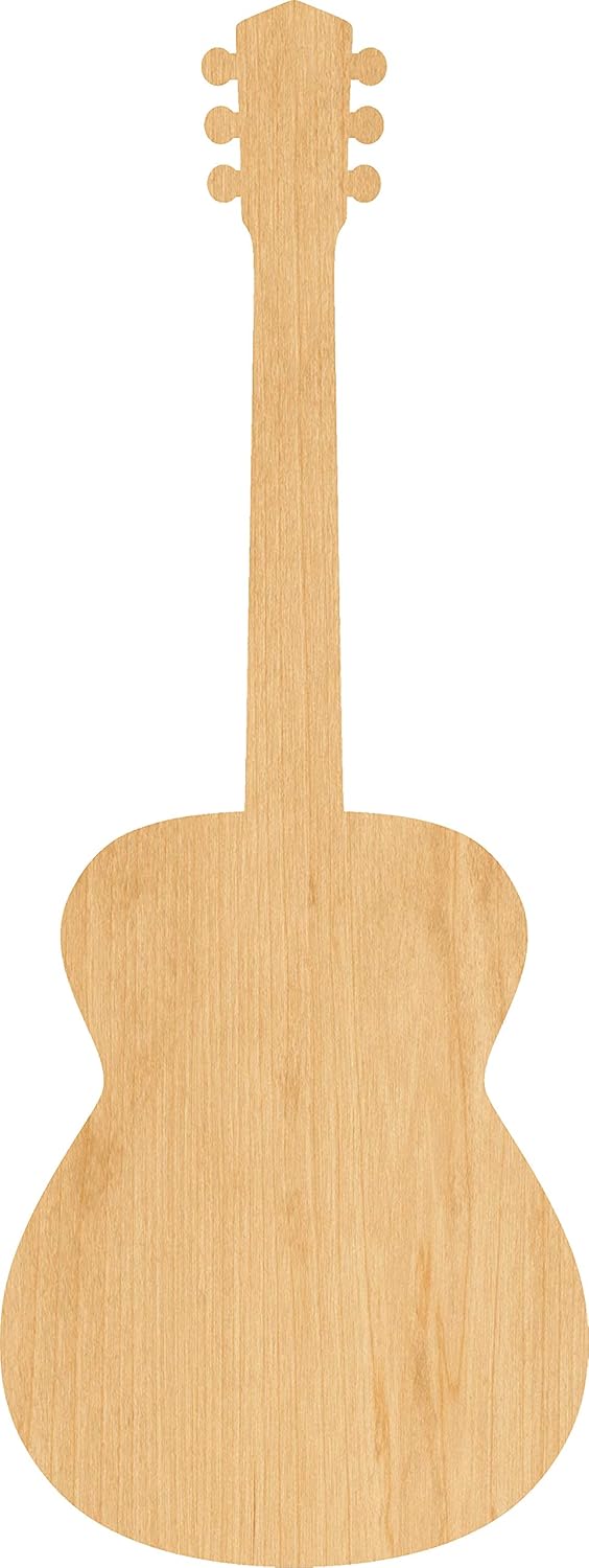 Mixed Media - Acoustic Guitar Laser Cut Out Wood Shape Craft Supply - Woodcraft Cutout (10