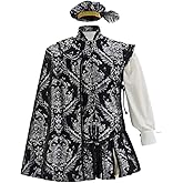 Willyacos Men's Tudor Elizabethan Period Costume Royal Pince Tudor King Costume Nobleman Costume Vest Pants Hat Cape