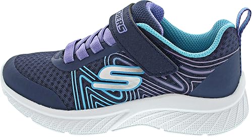 Skechers Microspec Plus-Swirl Sweet Sneaker, Navy/Multi, 10.5 US Unisex Little Kid