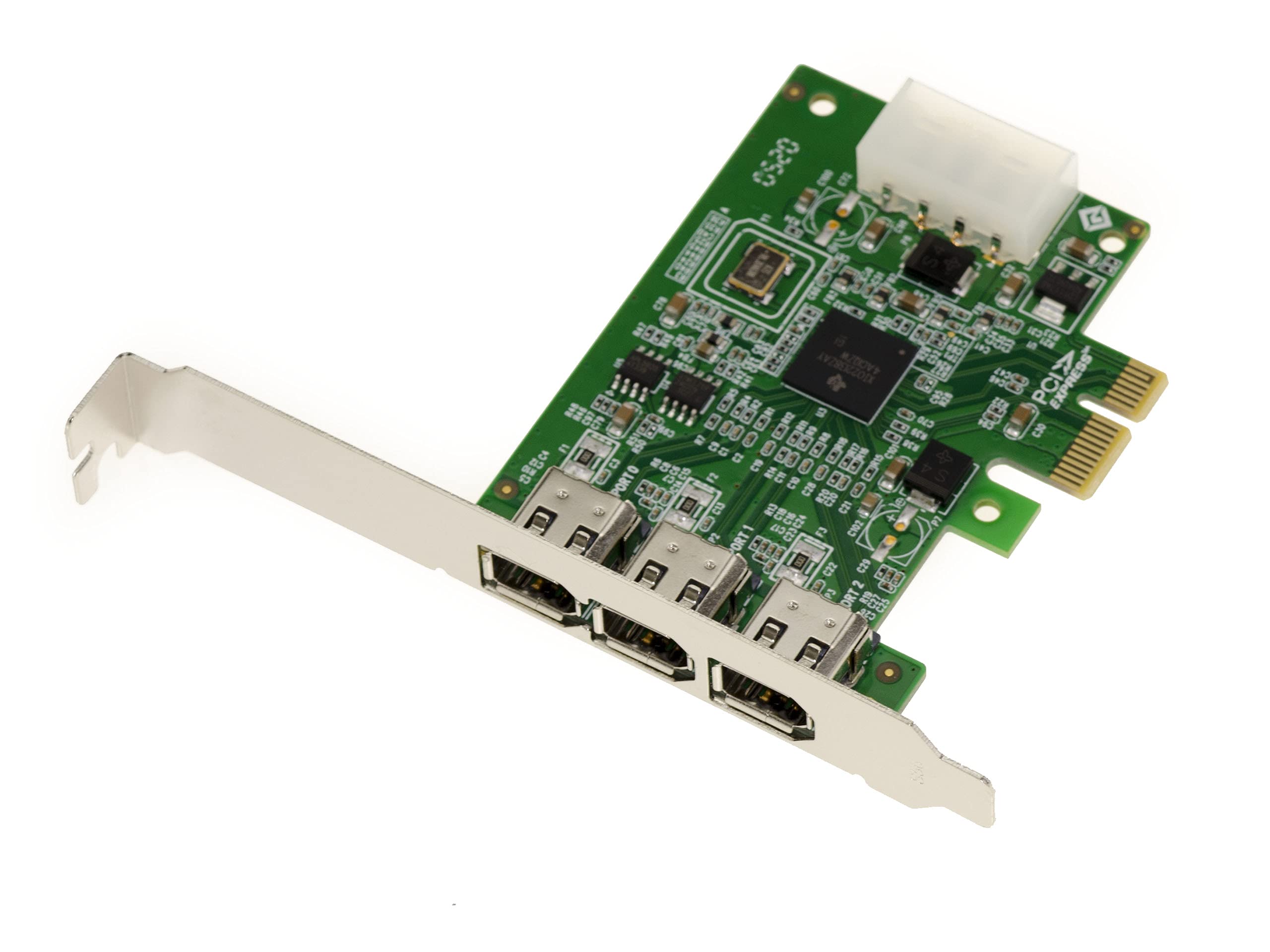 KALEA-INFORMATIQUE PCIe x1 card with 3 Firewire 400 Ieee1394a 6-pin ports. TI XIO2213B chipset