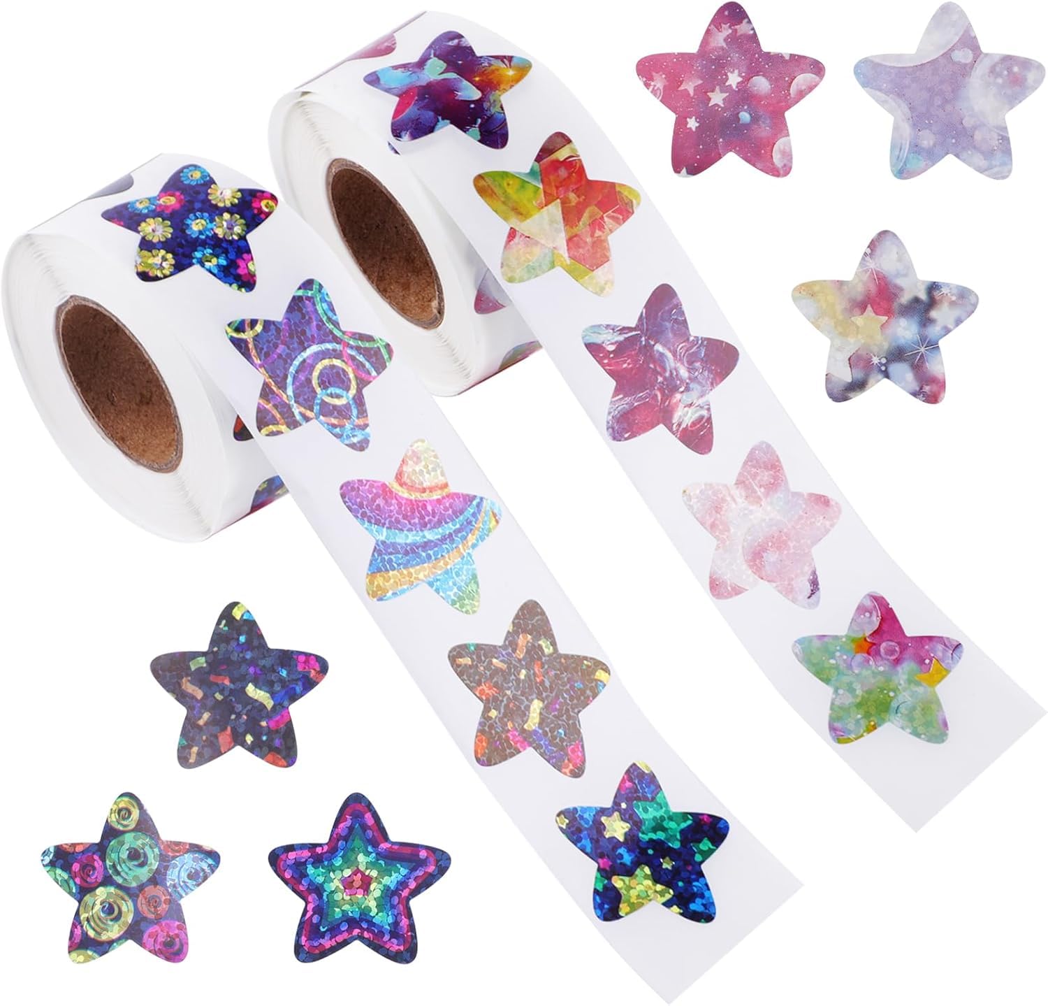 1000pcs Star Stickers Set, Holographisch, Chrome Finish, Space Style, Star Pattern, Waterproof, Indoor Use, Reward Chart Stickers for Children, Teachers, Classroom