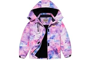 WULFUL Girl's Waterproof Ski Jacket Warm Fleece Hooded Winter Snow Coat