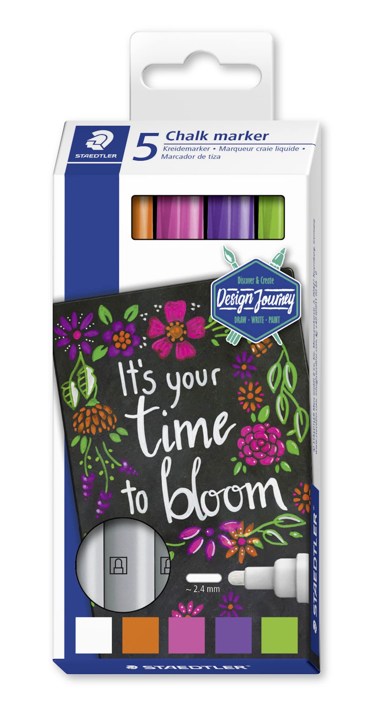 STAEDTLER 344 C5 Design Journey Chalk Markers - Assorted Colours (Pack of 5)