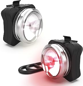 NP NIGHT PROVISION OPTIKS 210 Bike Lights Front and Back USB Rechargeable LED Bike Light Set Super Bright Optical Lens Use As Headlight, Helmet Light, Rear Taillight (2 USB Cables, 4 Straps Included)