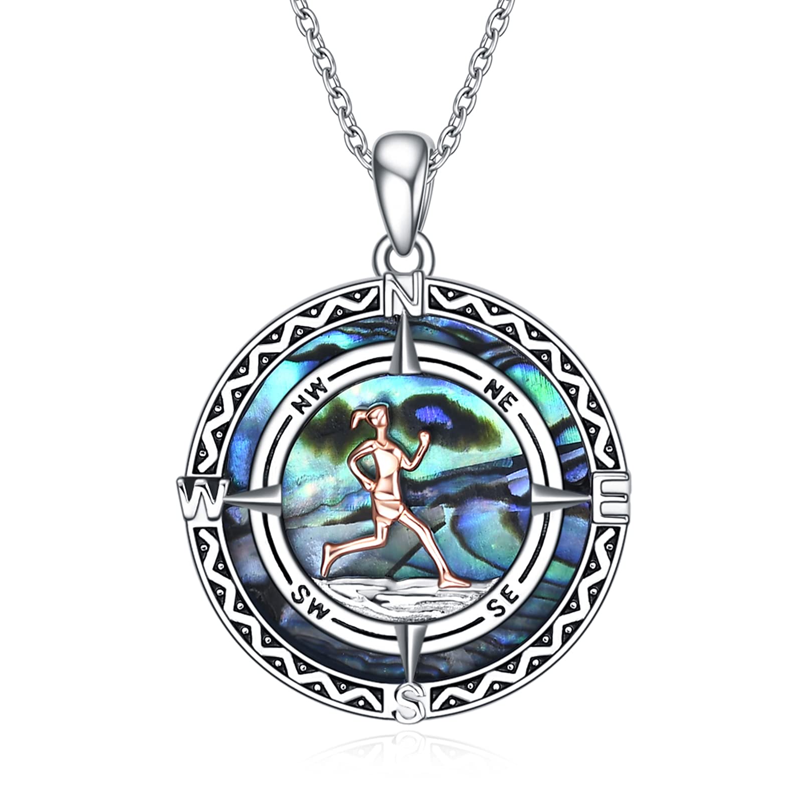YAFEINI Compass Necklace Sterling Silver Gymnastic Necklace Inspirational Pendant Jewellery for Women Girls